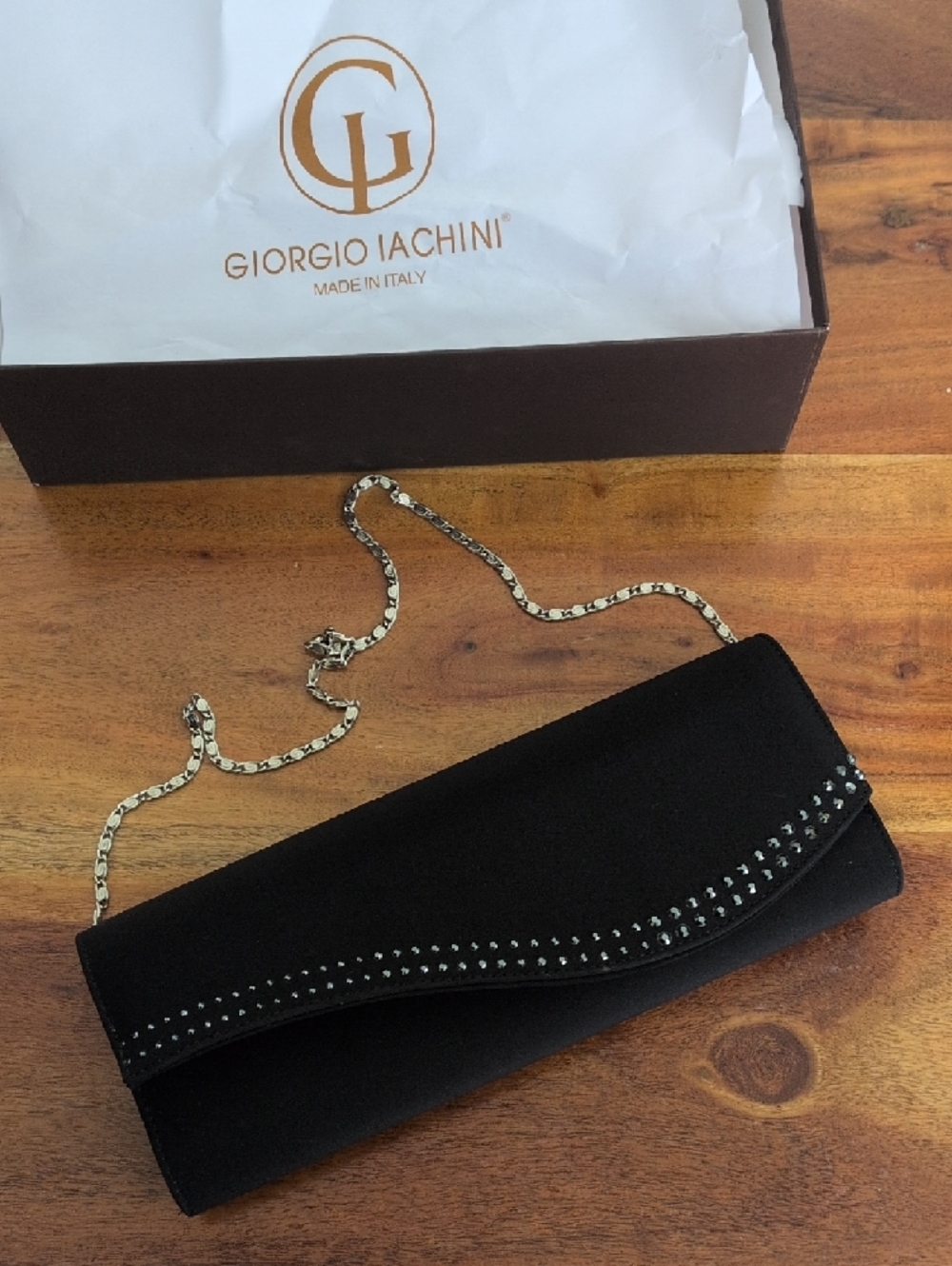 🆕 Swarowski Crystal Black Chain-Shoulder Evening Clutch - Picture 5 of 13